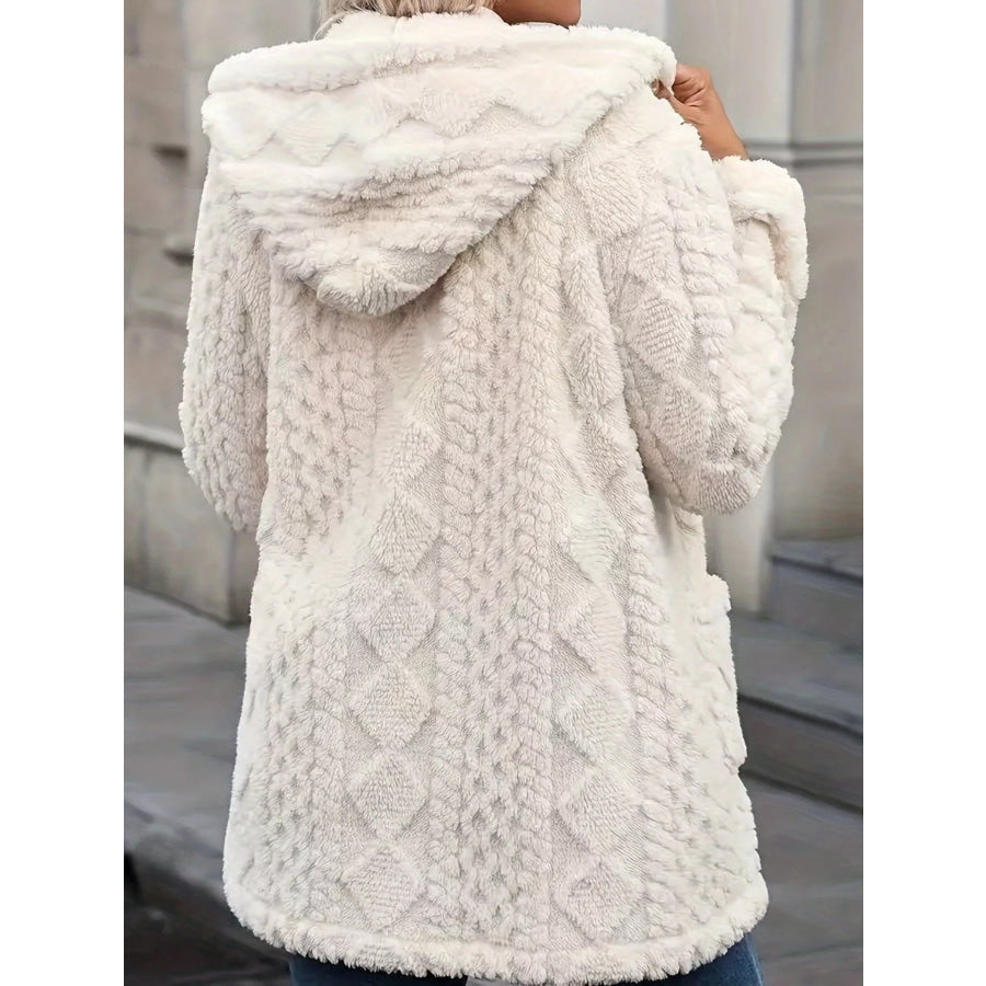 Cozy Faux Fur Hooded Zip-Up Outerwear Apparel and Accessories