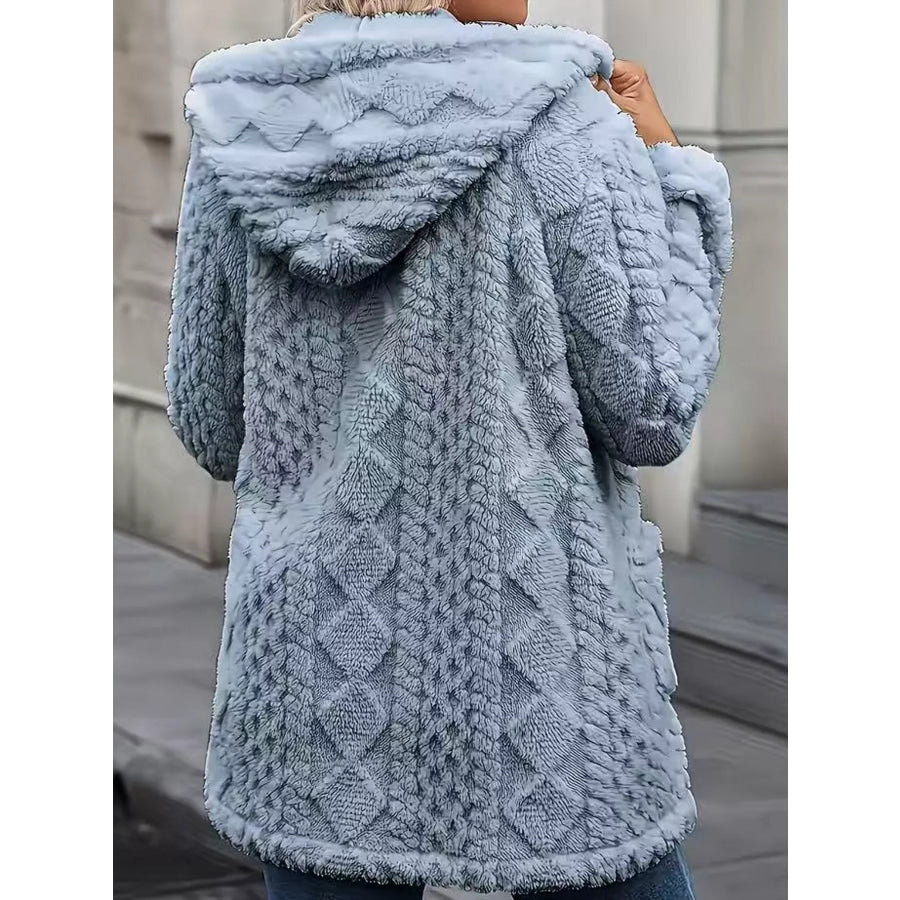 Cozy Faux Fur Hooded Zip-Up Outerwear Apparel and Accessories
