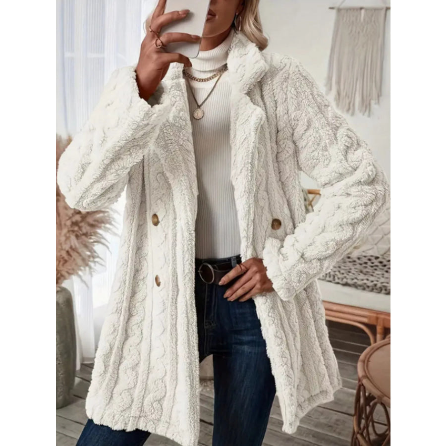 Cozy Faux Shearling Double-Breasted Outerwear Apparel and Accessories