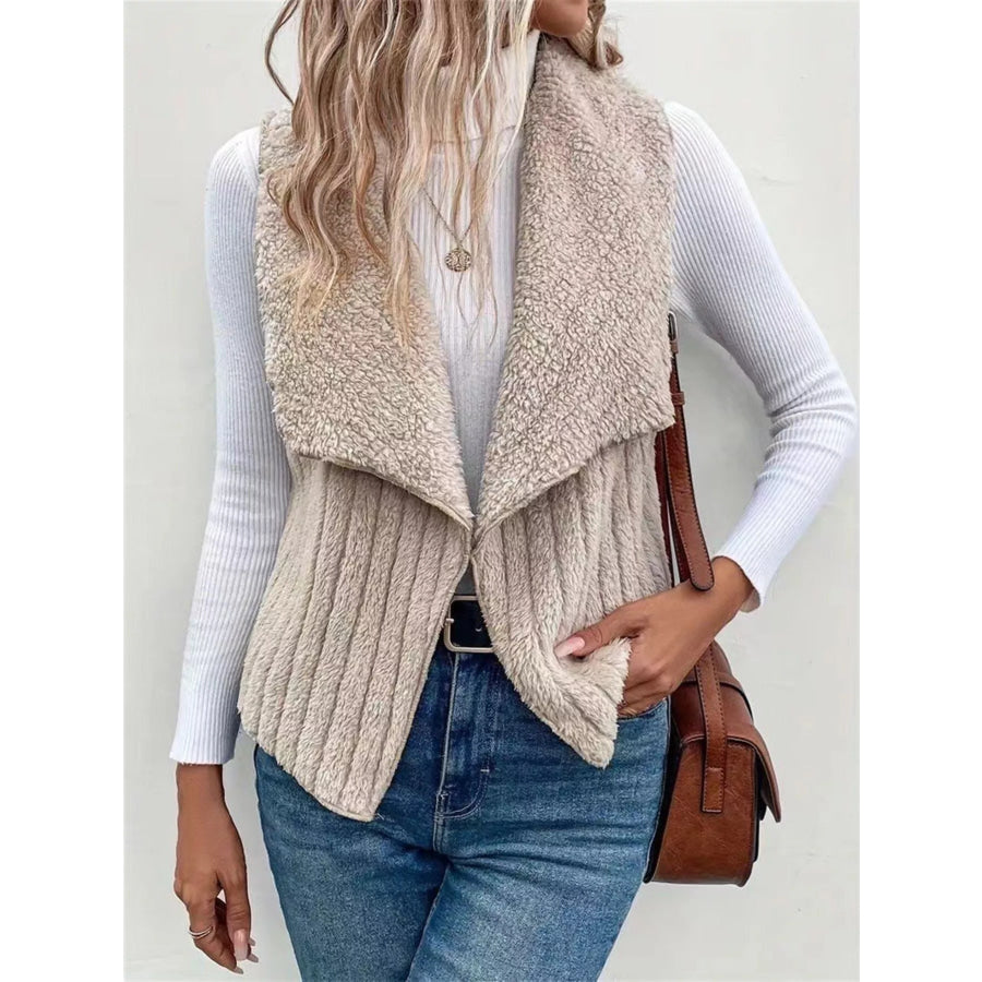 Cozy Fleece Open Front Vest Coat Apparel and Accessories
