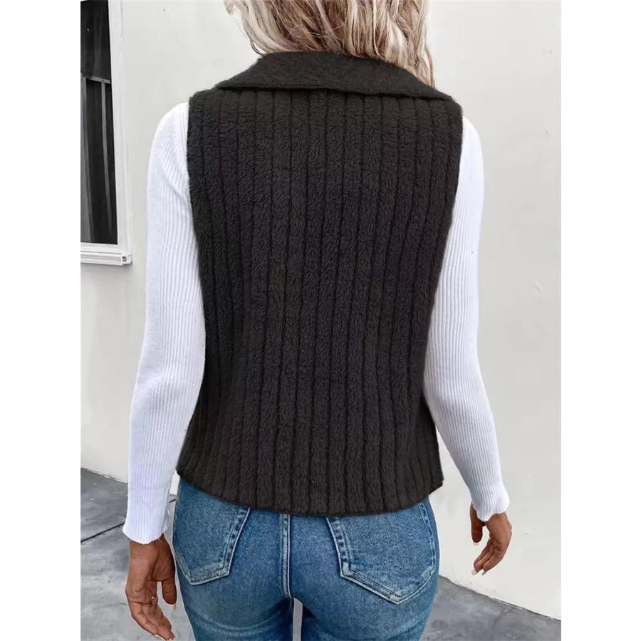Cozy Fleece Open Front Vest Coat Apparel and Accessories