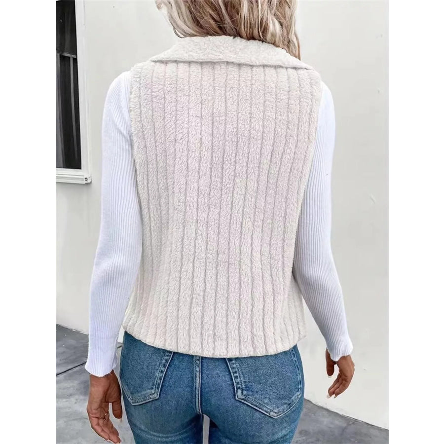 Cozy Fleece Open Front Vest Coat Apparel and Accessories