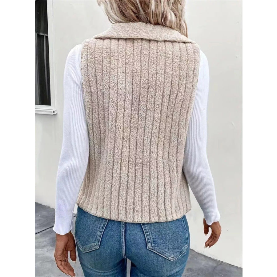 Cozy Fleece Open Front Vest Coat Apparel and Accessories