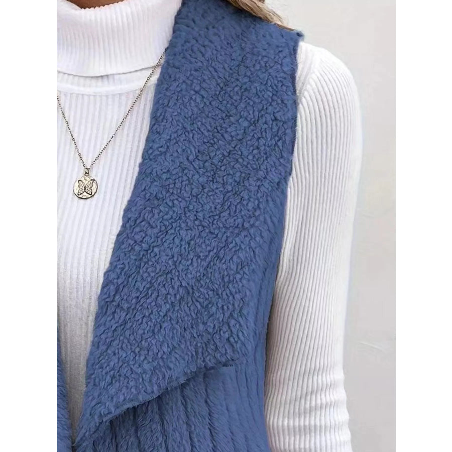 Cozy Fleece Open Front Vest Coat Apparel and Accessories
