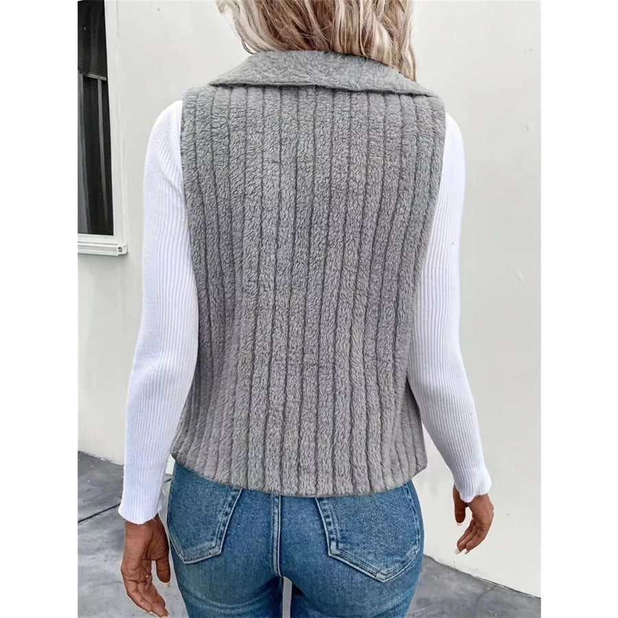 Cozy Fleece Open Front Vest Coat Apparel and Accessories