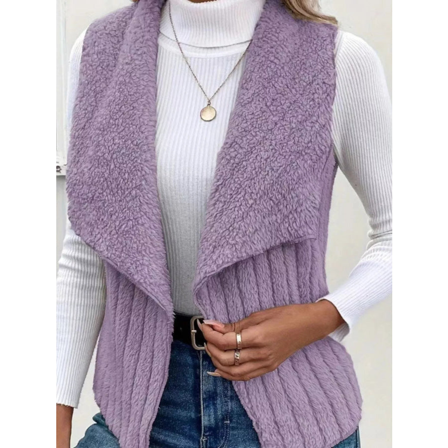 Cozy Fleece Open Front Vest Coat Apparel and Accessories