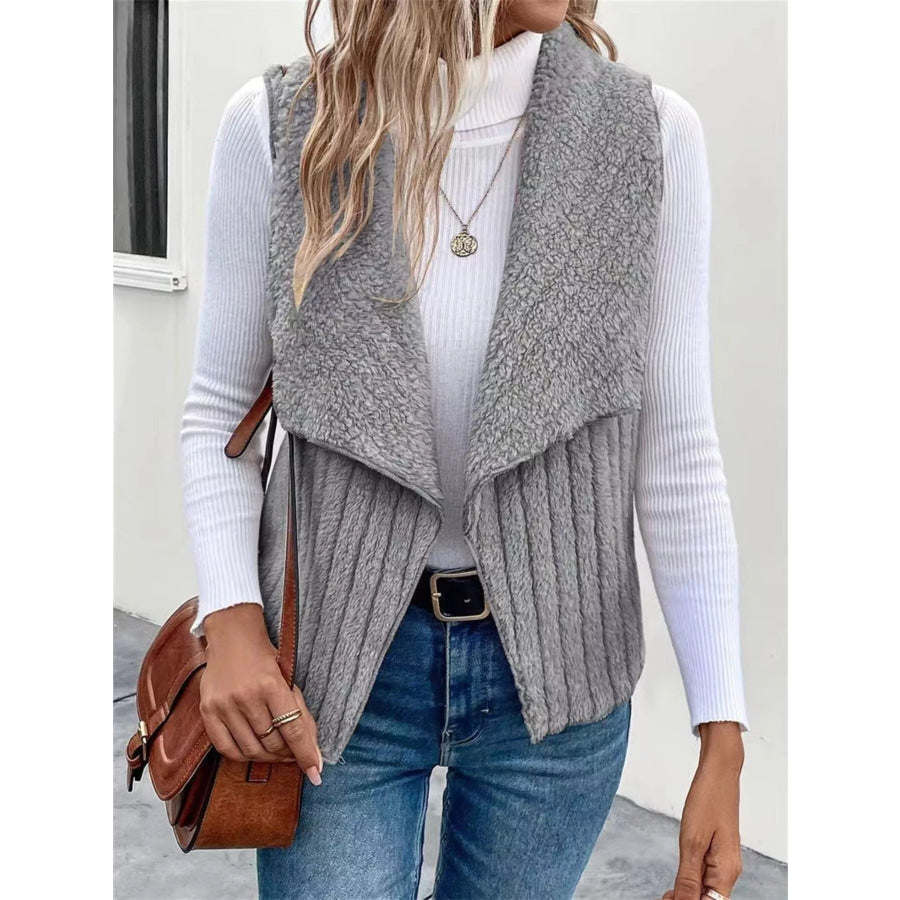 Cozy Fleece Open Front Vest Coat Apparel and Accessories