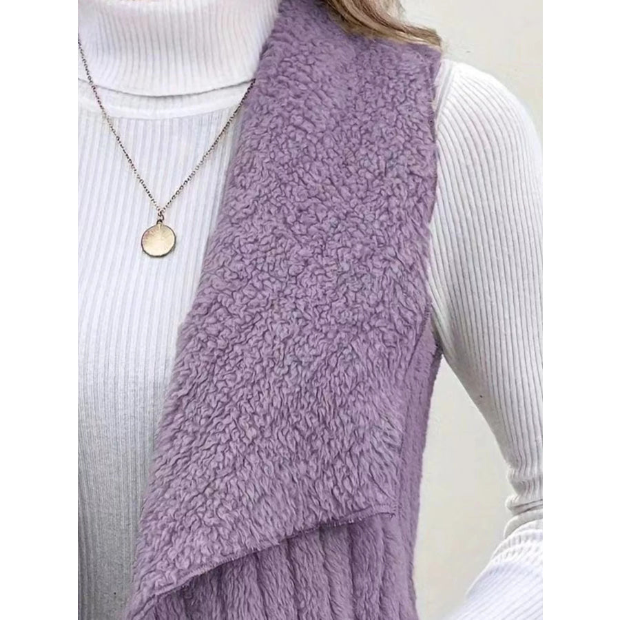 Cozy Fleece Open Front Vest Coat Apparel and Accessories