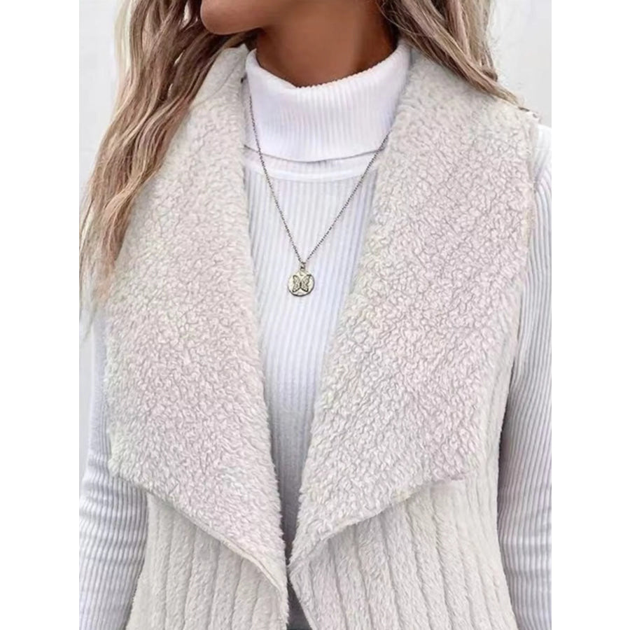 Cozy Fleece Open Front Vest Coat Apparel and Accessories