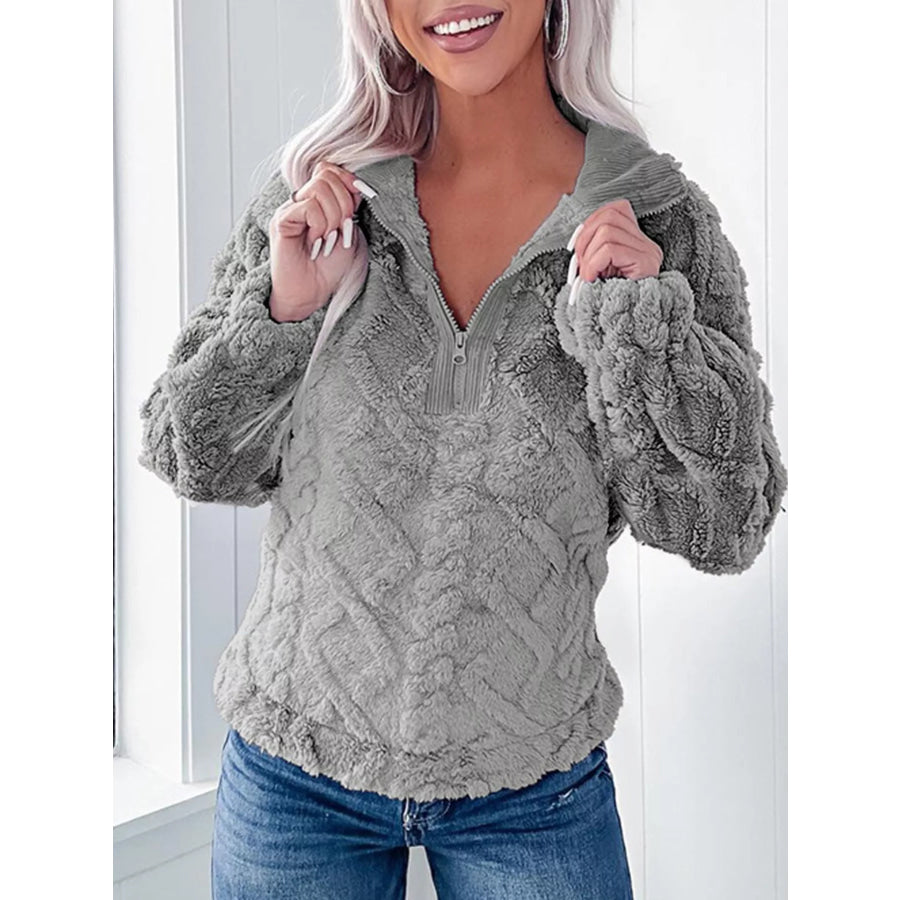 Cozy Fleece Quarter Zip Sweatshirt Apparel and Accessories