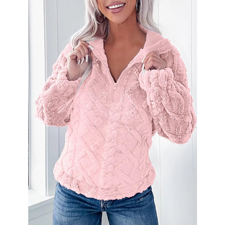 Cozy Fleece Quarter Zip Sweatshirt Apparel and Accessories