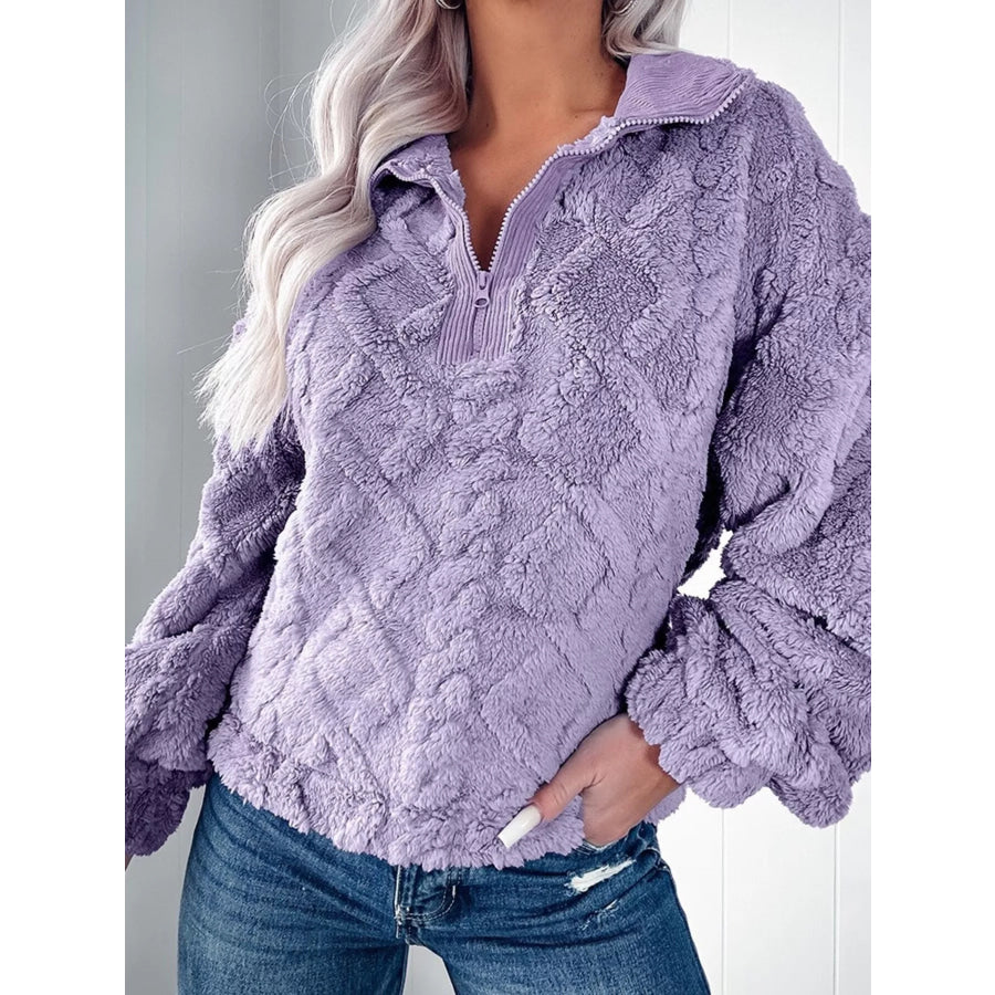 Cozy Fleece Quarter Zip Sweatshirt Apparel and Accessories