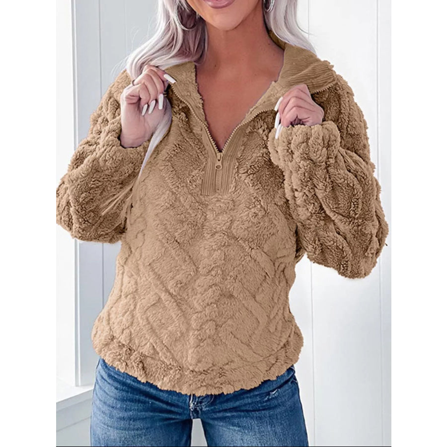 Cozy Fleece Quarter Zip Sweatshirt Apparel and Accessories