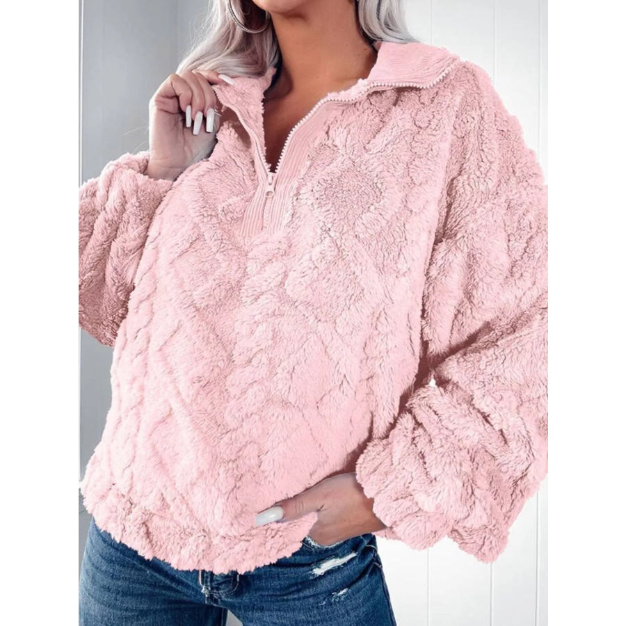 Cozy Fleece Quarter Zip Sweatshirt Apparel and Accessories