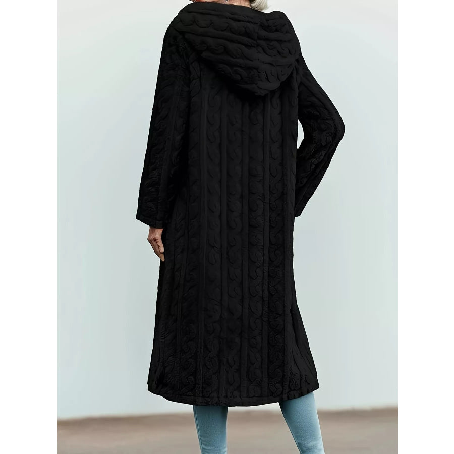 Cozy Hooded Button Up Longline Outerwear Apparel and Accessories