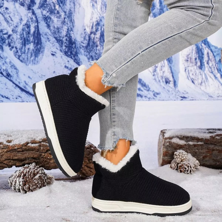 Cozy Knit Ankle Boots with Plush Lining Apparel and Accessories