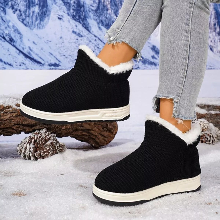 Cozy Knit Ankle Boots with Plush Lining Black / 36 Apparel and Accessories