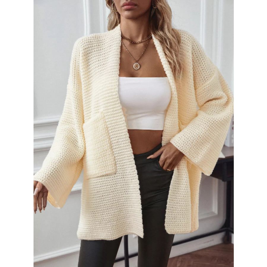 Cozy Knit Open Front Cardigan Ivory / S Apparel and Accessories