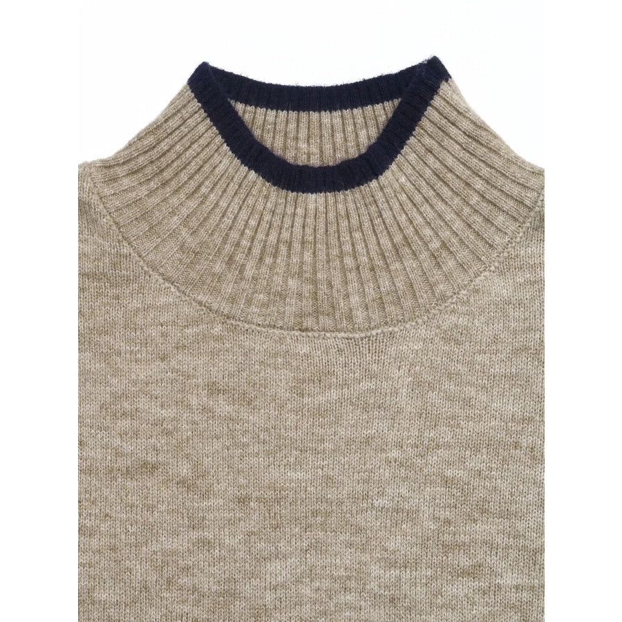 Cozy Mock Neck Sweater with Contrast Trim Apparel and Accessories