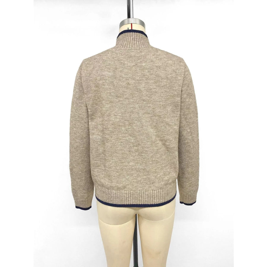 Cozy Mock Neck Sweater with Contrast Trim Apparel and Accessories