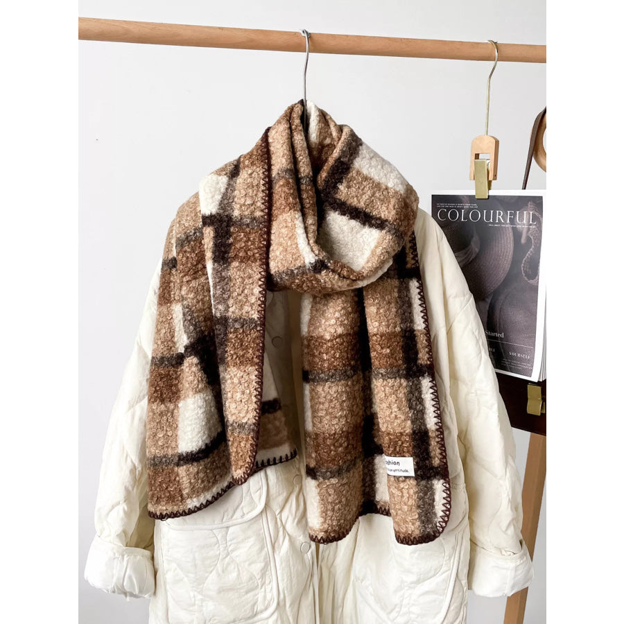 Cozy Plaid Knitted Scarf Terracotta / ONESIZE Apparel and Accessories