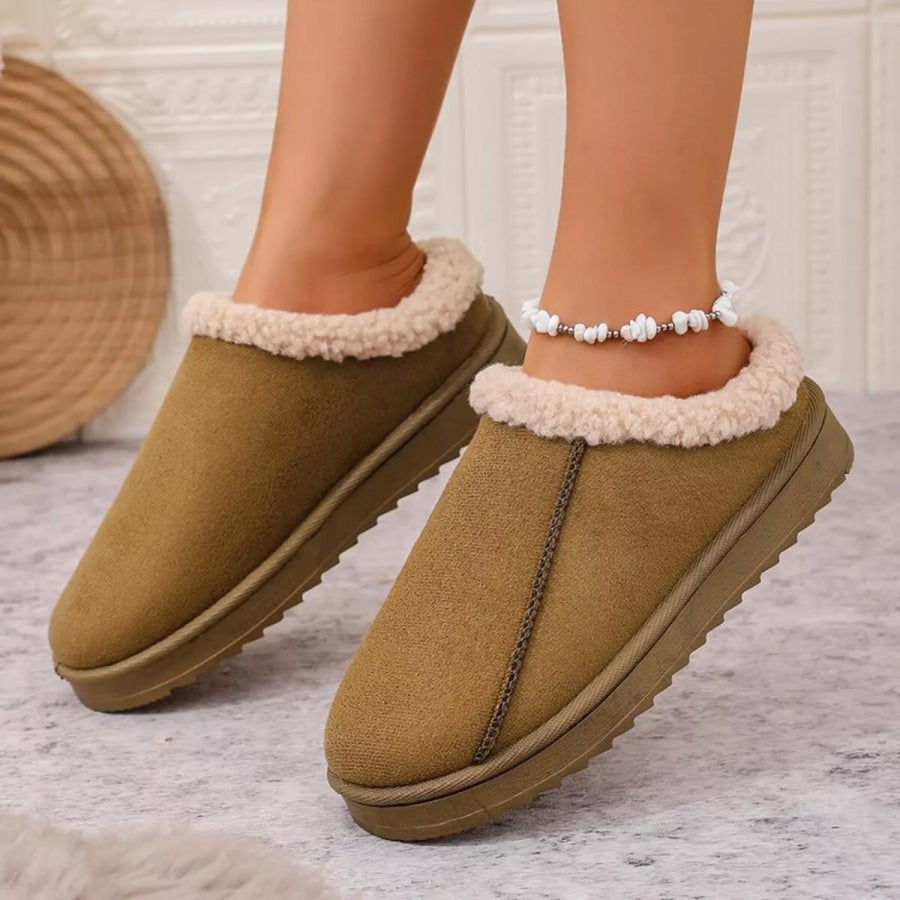 Cozy Plush Lined Clog Slippers Camel / 36 Apparel and Accessories