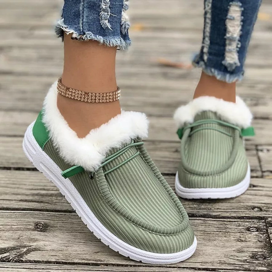 Cozy Plush-Lined Flats Slip-Ons Sage / 36 Apparel and Accessories