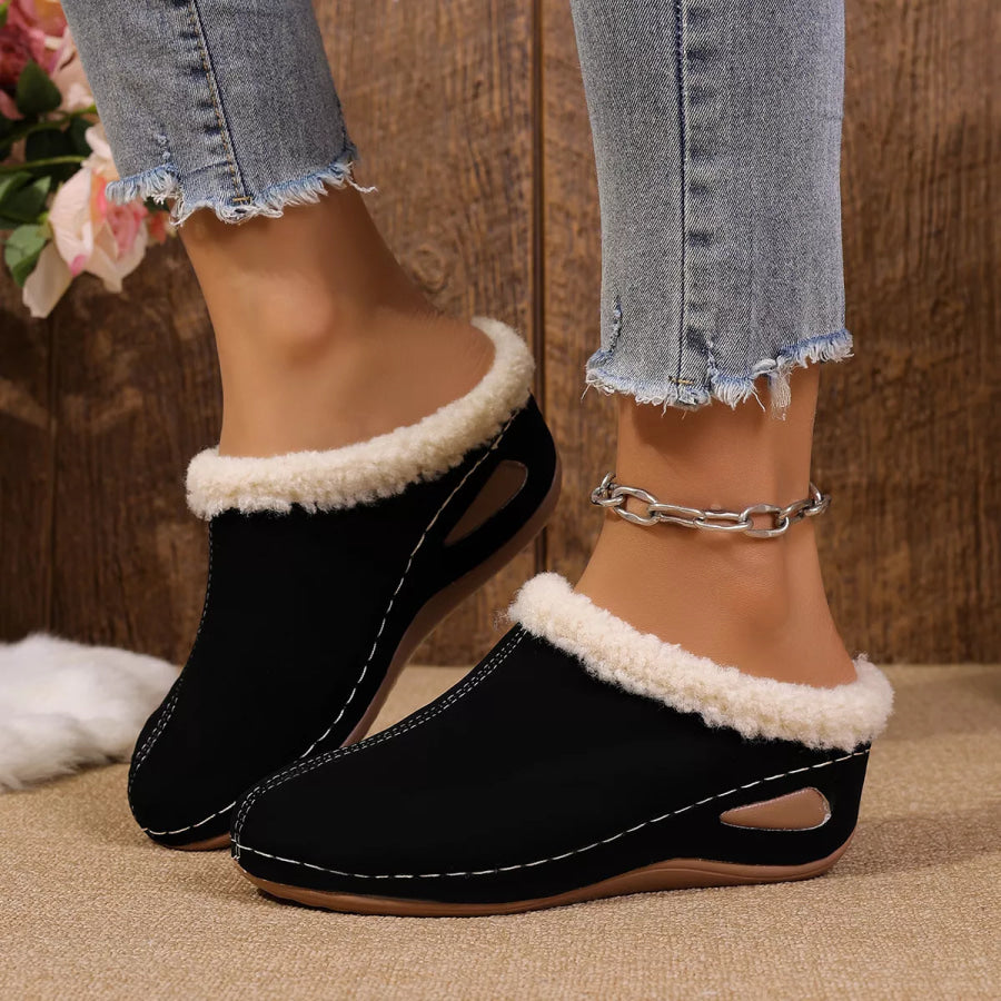 Cozy Plush Lined Wedge Slippers Apparel and Accessories