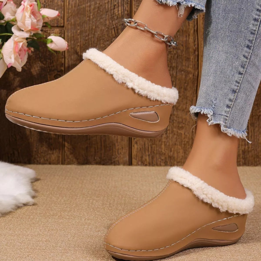 Cozy Plush Lined Wedge Slippers Apparel and Accessories