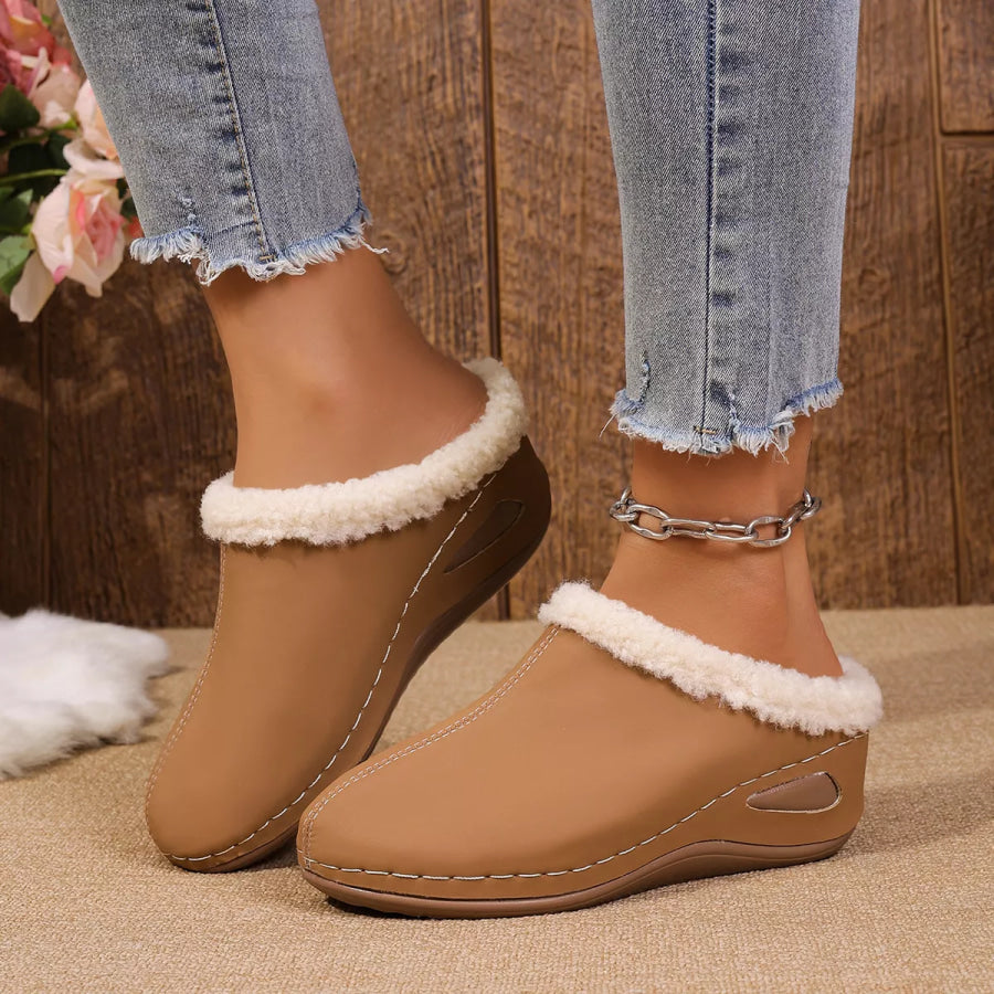 Cozy Plush Lined Wedge Slippers Apparel and Accessories