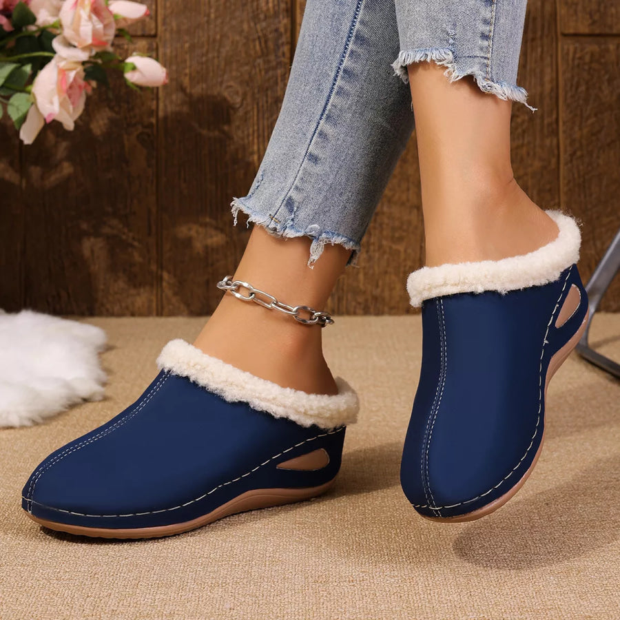 Cozy Plush Lined Wedge Slippers Blue / 36 Apparel and Accessories