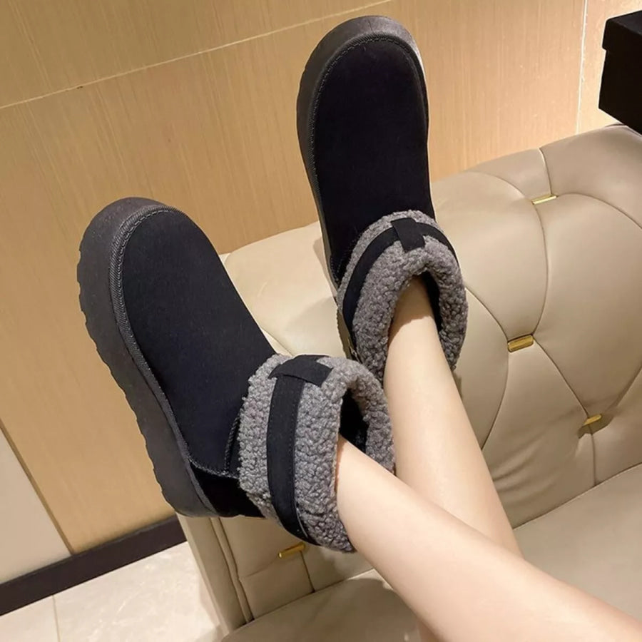 Cozy Plush-Lined Winter Ankle Boots Black / 36 Apparel and Accessories
