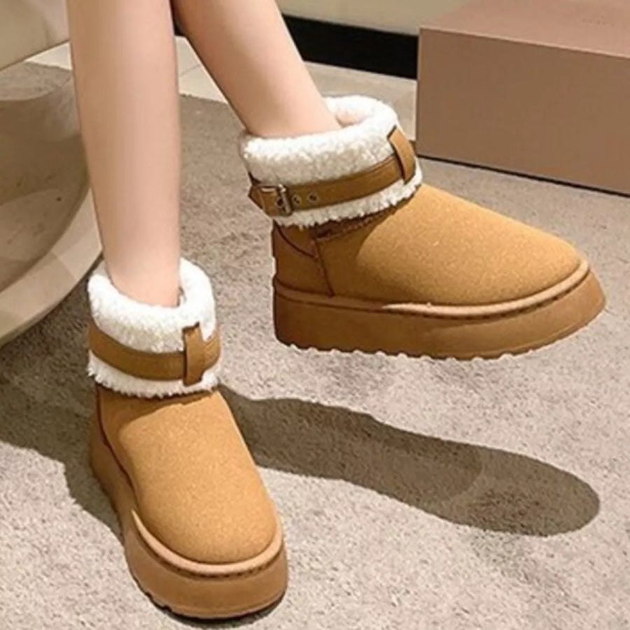 Cozy Plush-Lined Winter Ankle Boots Caramel / 36 Apparel and Accessories