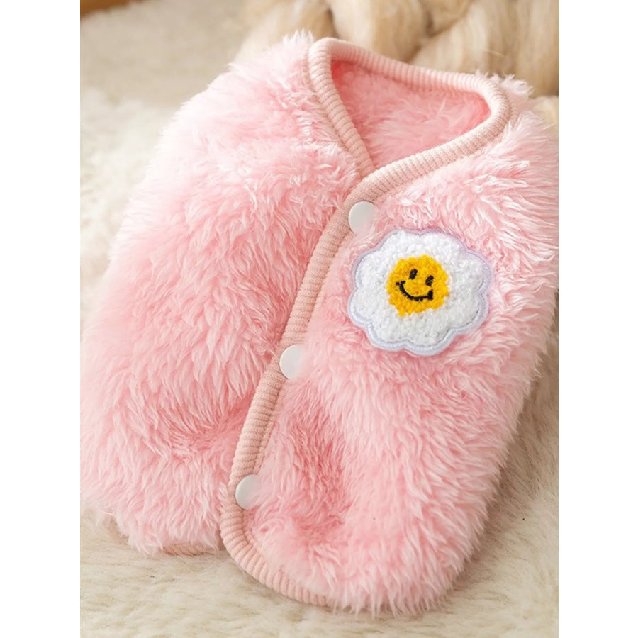 Cozy Plush Pet Sweater with Cute Patch Blush Pink / XS Apparel and Accessories
