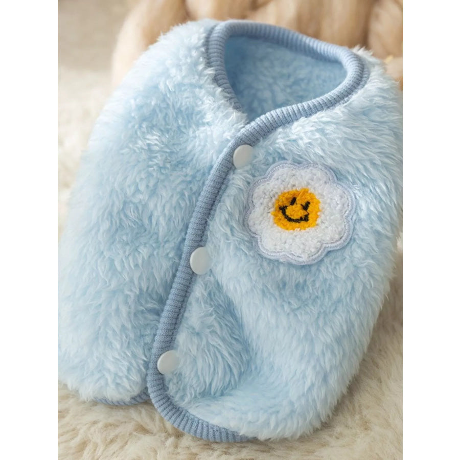 Cozy Plush Pet Sweater with Cute Patch Pastel Blue / XS Apparel and Accessories