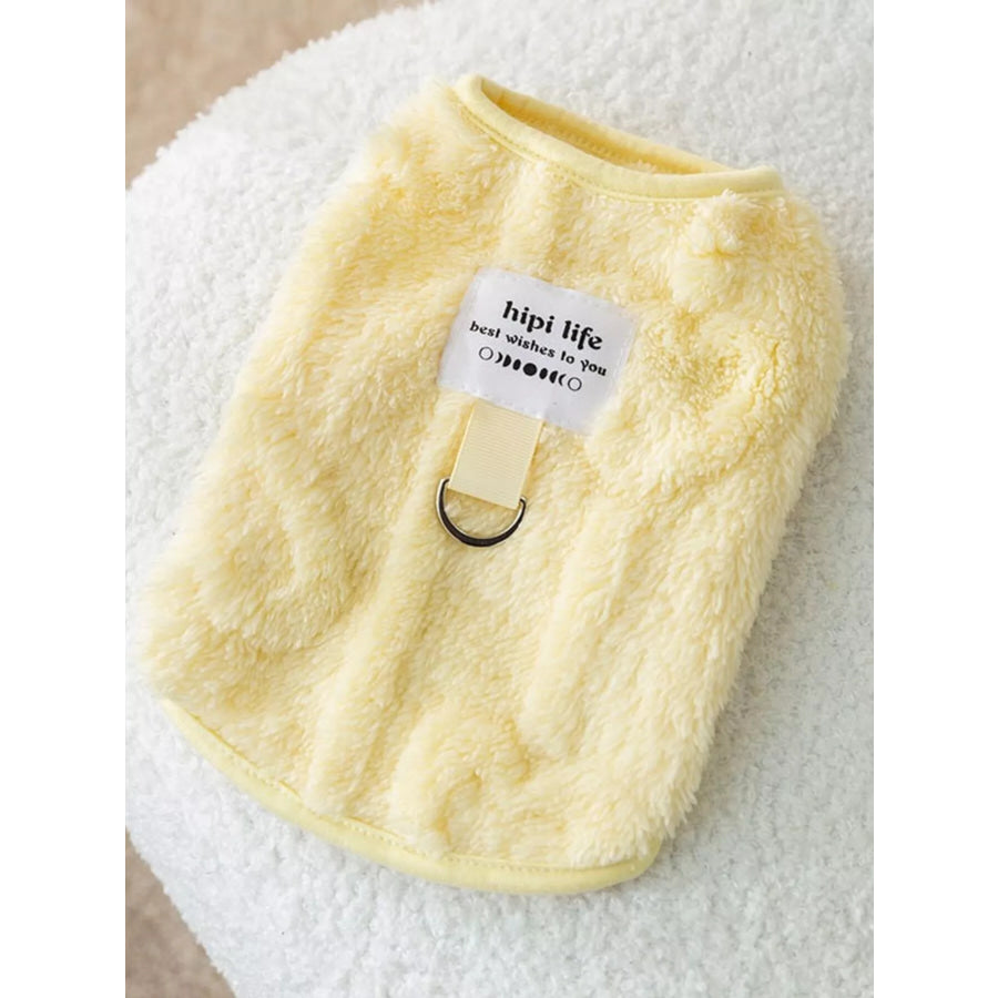 Cozy Plush Pet Sweater with Cute Patch Pastel Yellow / XS Apparel and Accessories