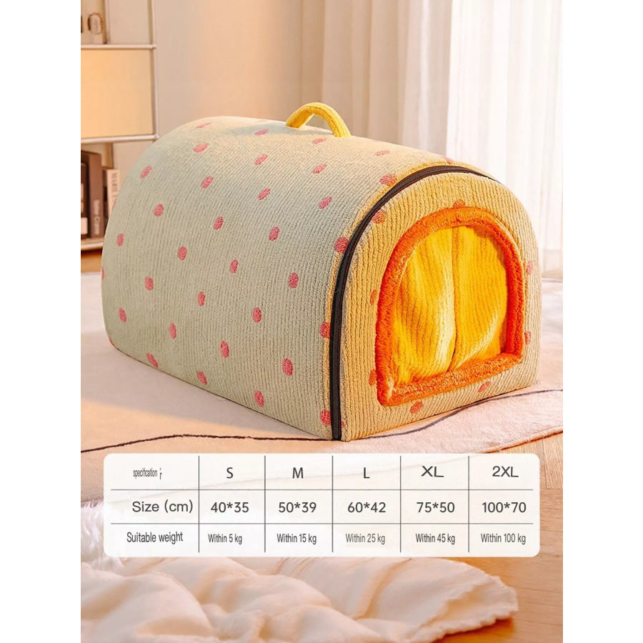 Cozy Polka Dot Pet Bed Cave with Handle Sage / S Apparel and Accessories