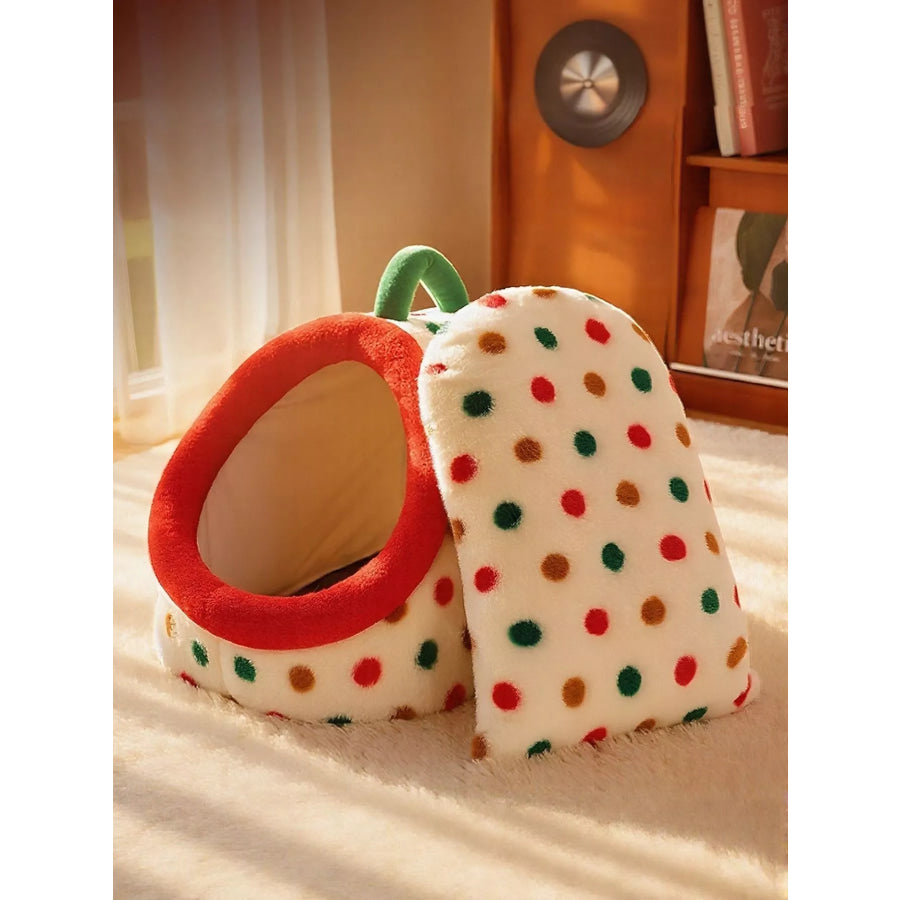 Cozy Polka Dot Pet Nest with Handle Apparel and Accessories