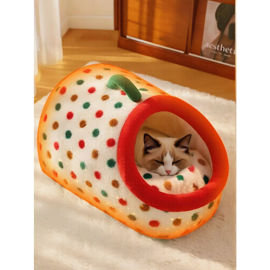 Cozy Polka Dot Pet Nest with Handle Apparel and Accessories