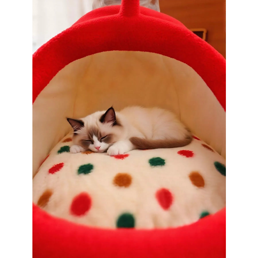 Cozy Polka Dot Pet Nest with Handle Apparel and Accessories