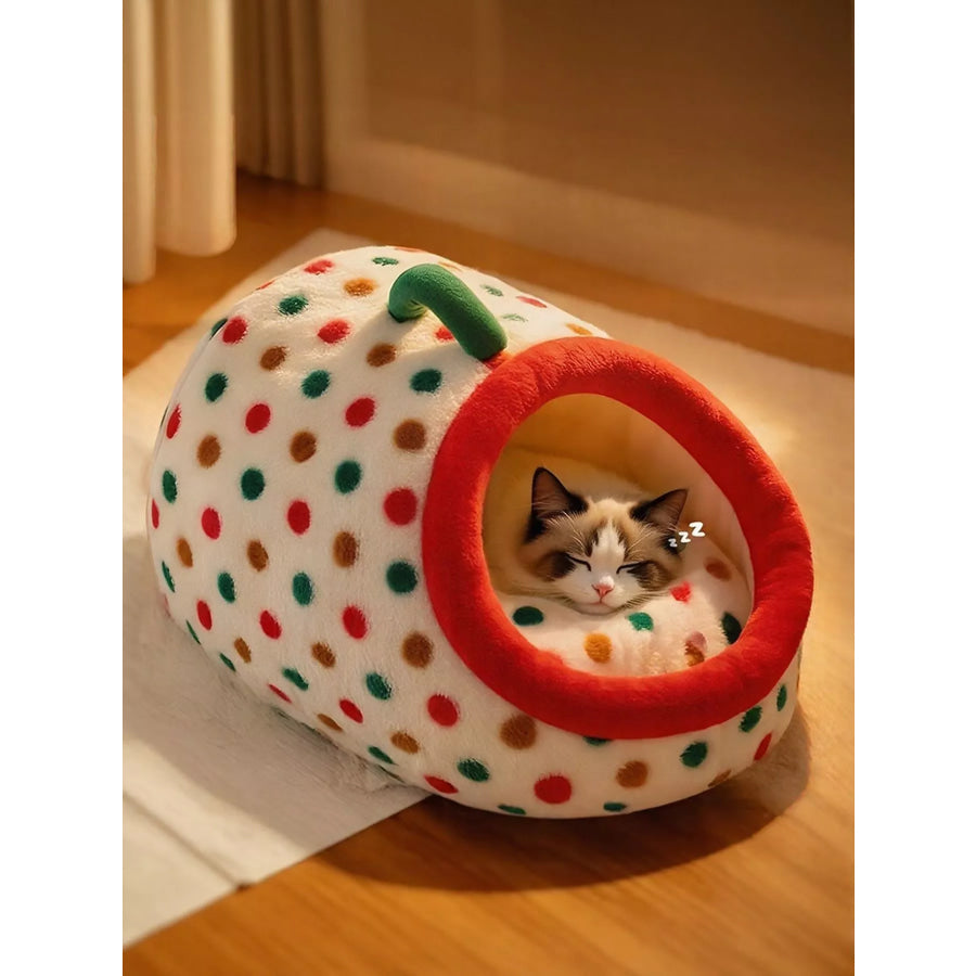 Cozy Polka Dot Pet Nest with Handle Apparel and Accessories
