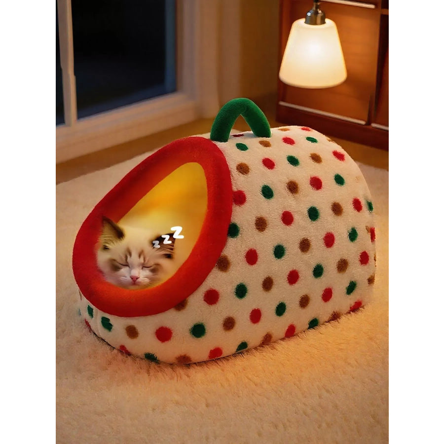 Cozy Polka Dot Pet Nest with Handle Apparel and Accessories