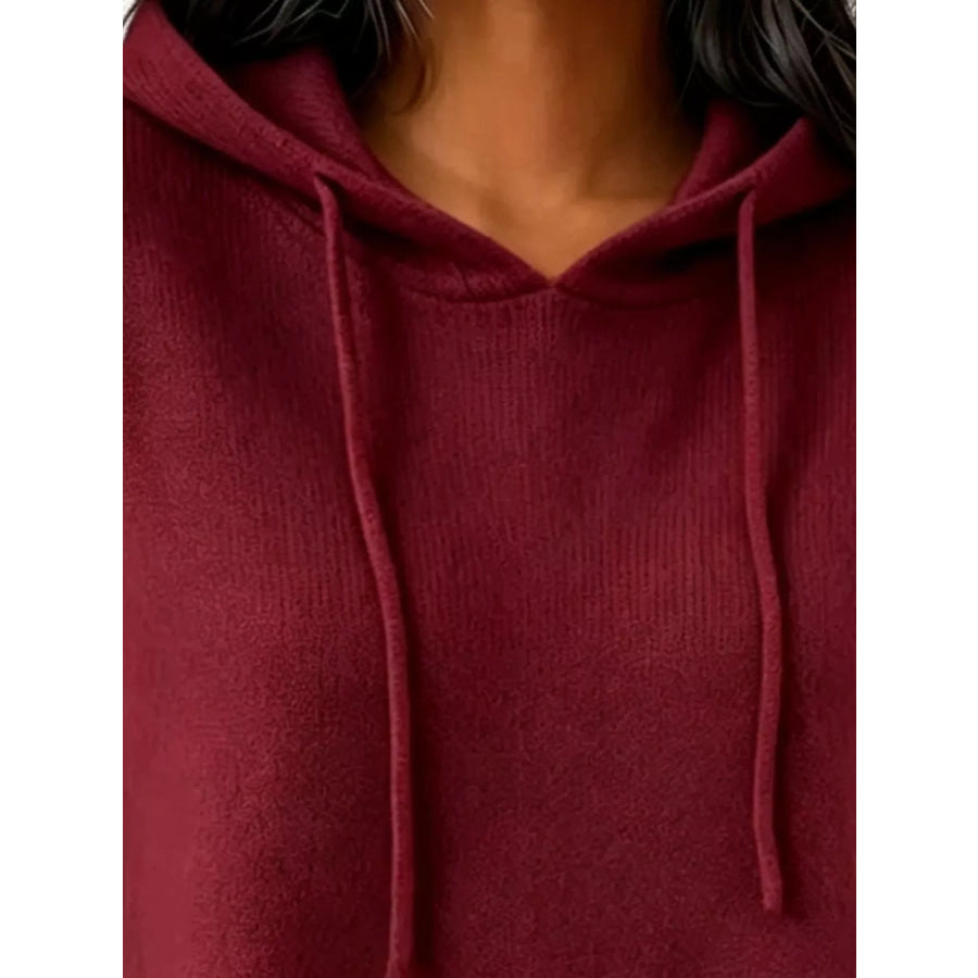 Cozy Ribbed Long‑Sleeve Hooded Sweater Apparel and Accessories