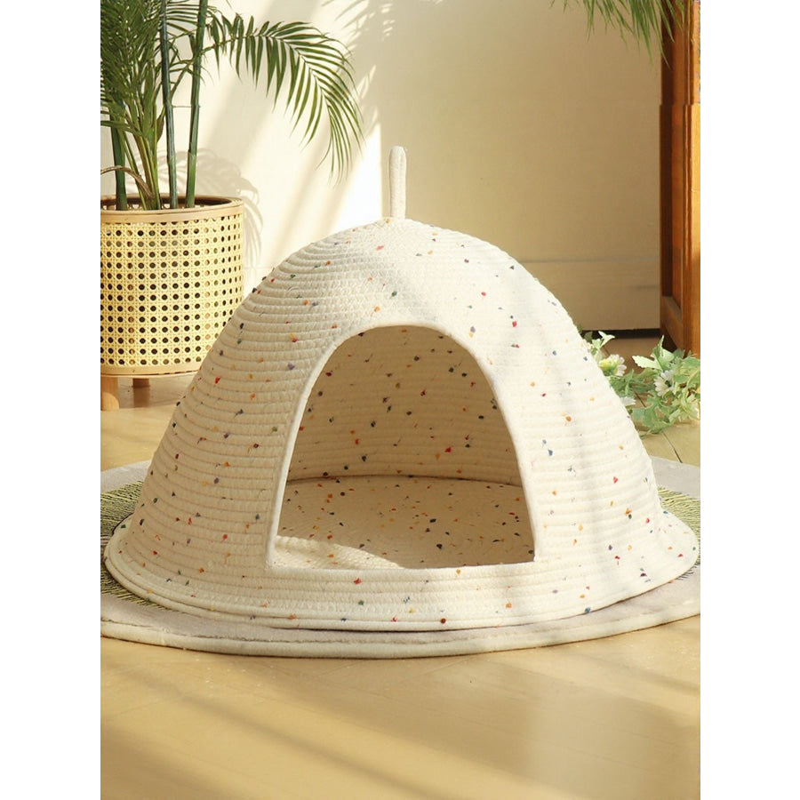 Cozy Rope Woven Cat Cave Bed with Handle Apparel and Accessories