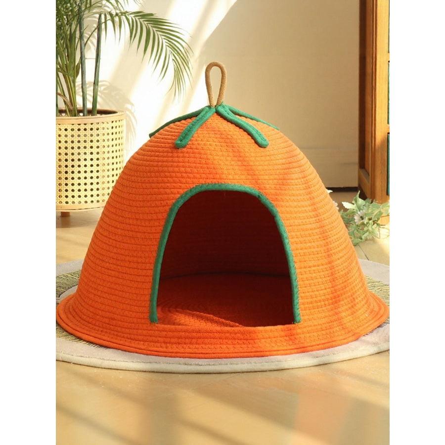 Cozy Rope Woven Cat Cave Bed with Handle Apparel and Accessories