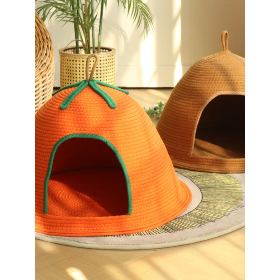 Cozy Rope Woven Cat Cave Bed with Handle Apparel and Accessories