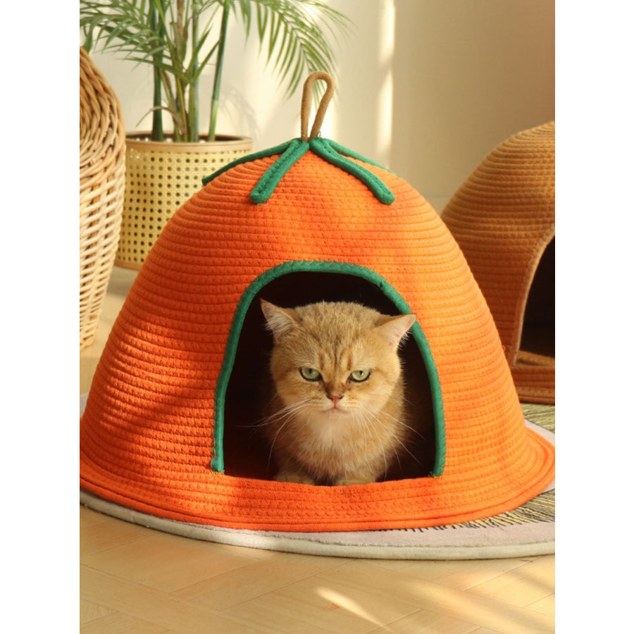 Cozy Rope Woven Cat Cave Bed with Handle Caramel / S Apparel and Accessories