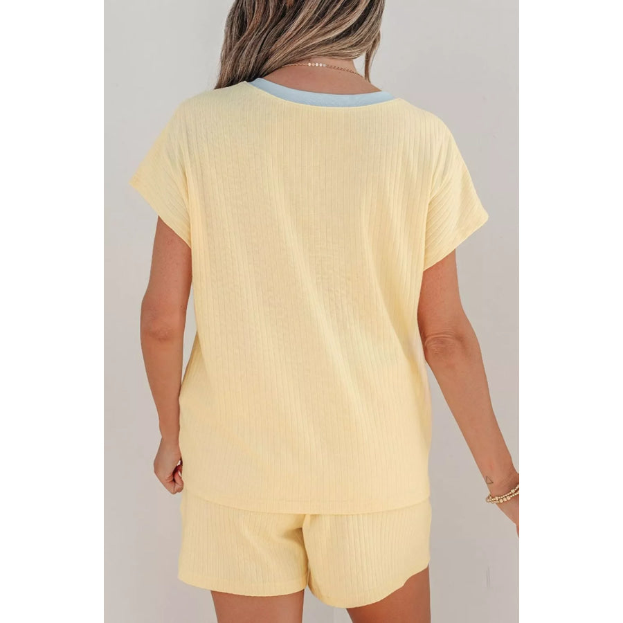 Cozy Season Embroidered Graphic Relaxed Two-Piece Short Set Apparel and Accessories
