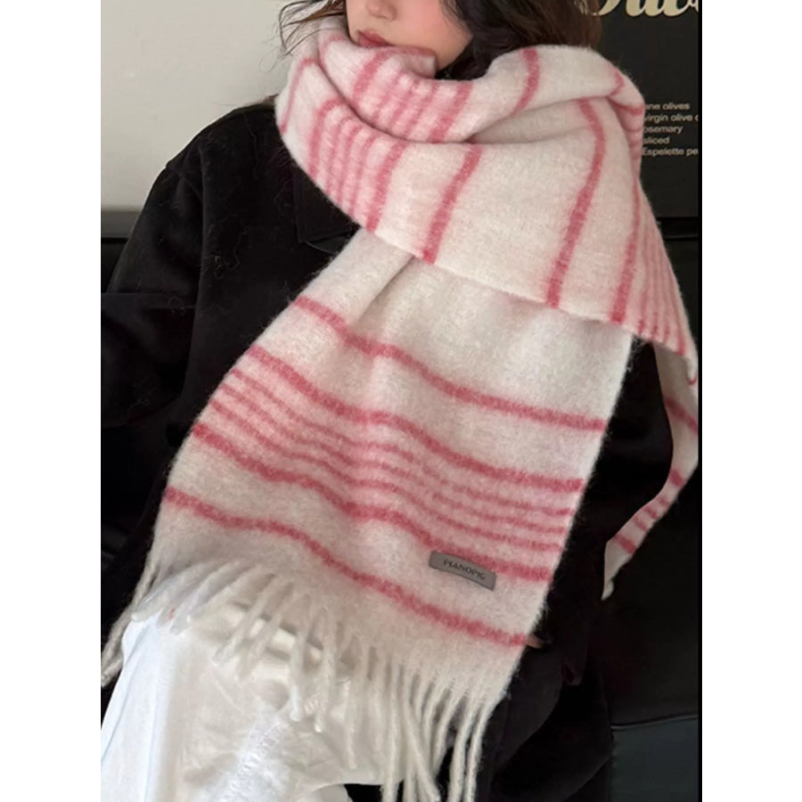 Cozy Striped Fringe Hem Scarf Apparel and Accessories