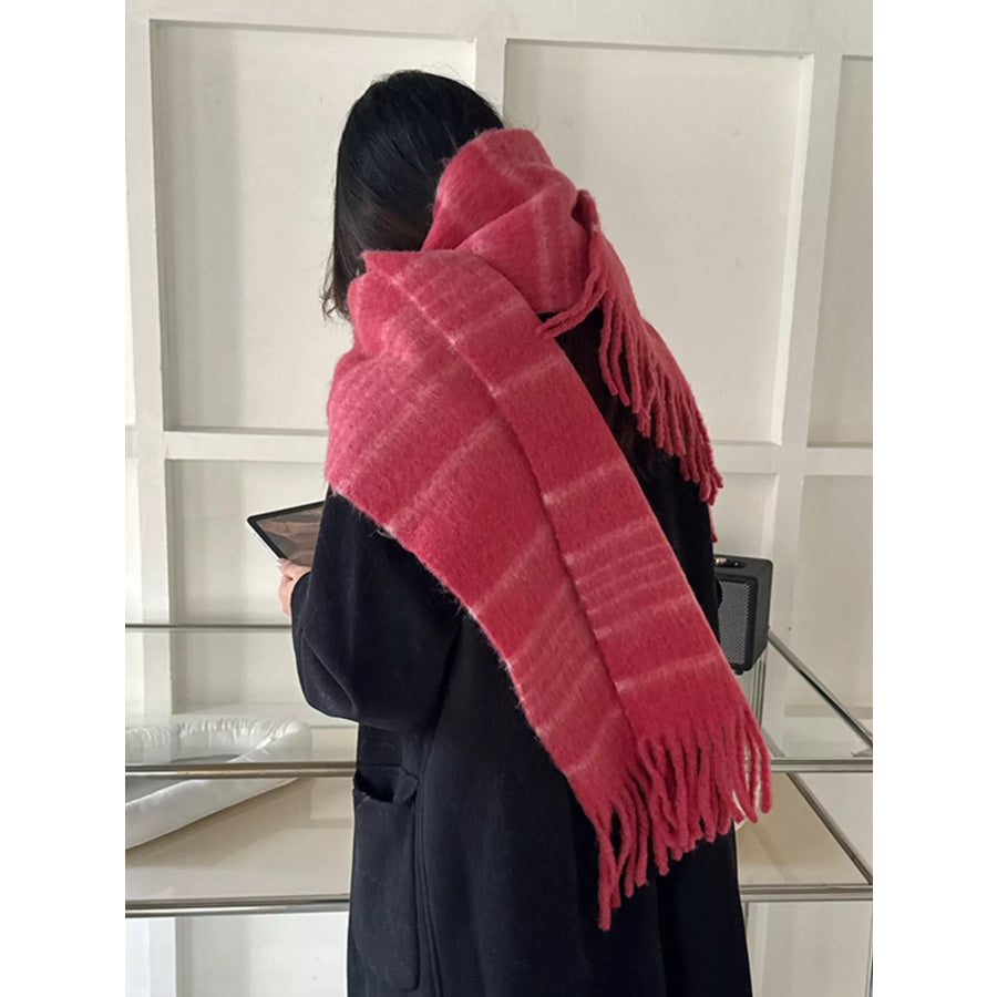Cozy Striped Fringe Hem Scarf Apparel and Accessories